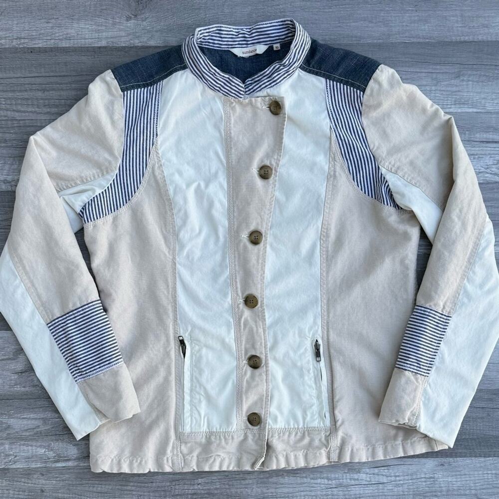 Sundance Button Front Patchwork Jacket Fall Utili… - image 1